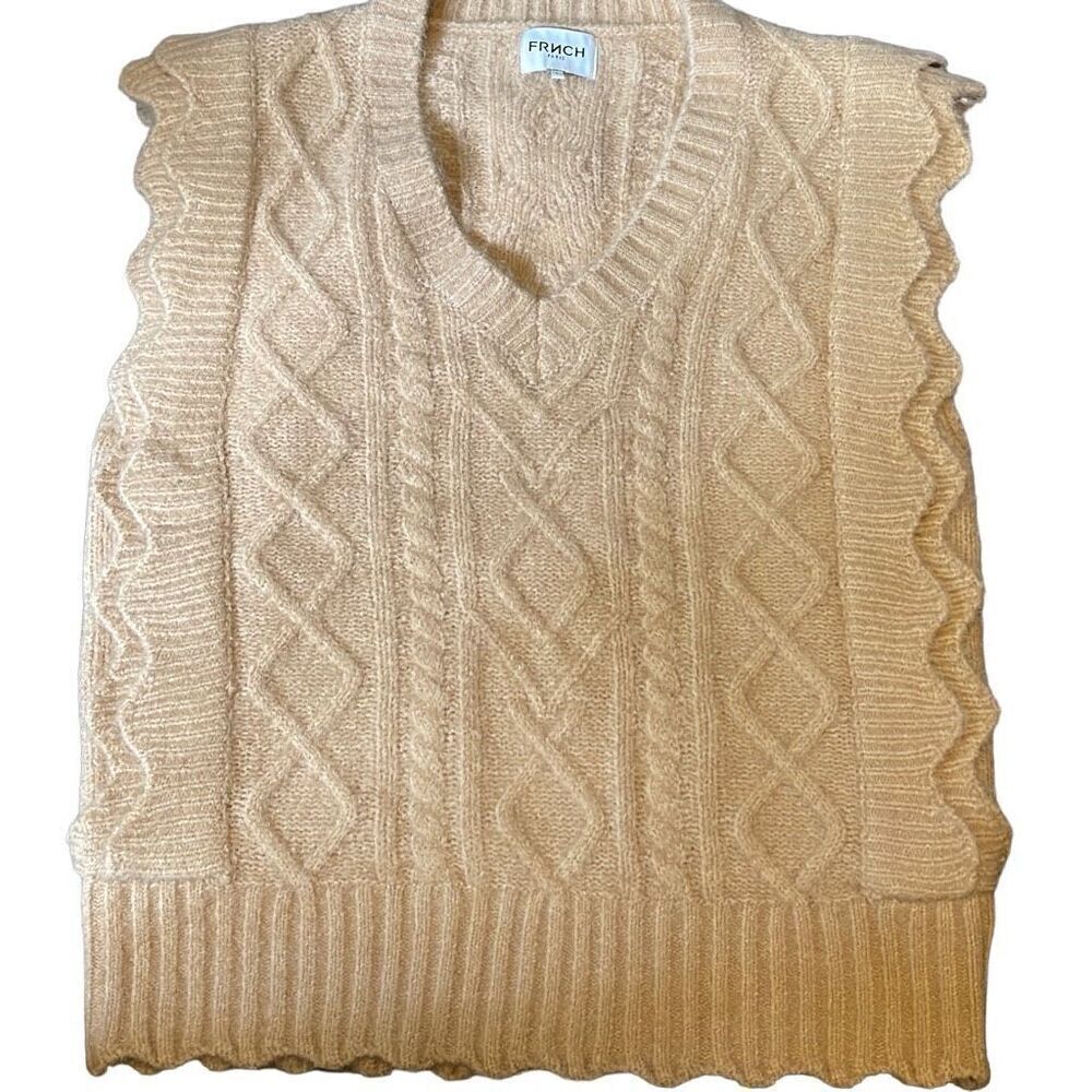 FRNCH Cable Knit Vest in Cream